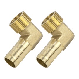 Messing Fitting Anschluss, 2 Stück 19 mm Widerhaken x G3/4” Außengewinde Messing Winkelstück, 90 Grad Kupplung Rohr Adapter Anschluss für Wasser, Gas, Öl