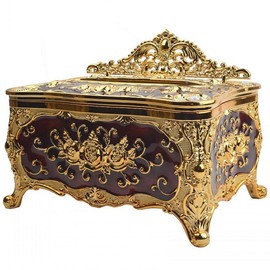 Luxurious Rose Tissue Box Acrylic Holder Cover Luxurious Elegant Design Tissue Holders Paper Holder Napkin Holder for Home Toilet Bath (Gold with Wine red)