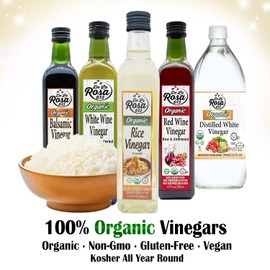 De La Rosa Organic Rice Vinegar 5% Acidity, Kosher, Great for Cooking, Sushi, Salad and more! | 16.9 Oz (Pack of 2)