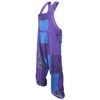 Gheri Mens Loose Fit Patchwork Printed Cotton Harem Dungarees Purple