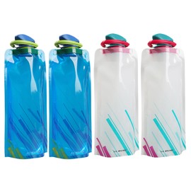 Mrracxy Pack of 4 Foldable Water Bottles, Reusable Water Bottle, Foldable Water Bottle, BPA-Free Sports Bottle for Hydration Backpack, Bicycle, Hiking, Jogging, Trekking, Camping and Climbing, 700