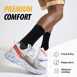 PULIOU Mens Socks Winter Thermal Warm socks,Sports running socks,Cotton Wicking Breathable Cushion Comfortable Casual Crew Socks,Hiking Trekking Walking Athletic Socks,Multipack socks,6 Pairs