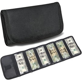 Money Bag, Money Wallet Organizer for Cash with 6 Zippered Pockets, Money Pouch, Bill Organizer, Cash Envelope Wallet Small Travel Holder for Budgeting, Currencies, Receipt, Coins, Coupons and Tips