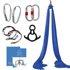 Aum Active Aerial Silks Starter Kit - Durable 9 Yards of Aerial Yoga Hammock with Hardware & Guide - Aerial Swing for Acrobatic Flying Yoga & All Levels (Aerial Rigging Point Up to 13ft)