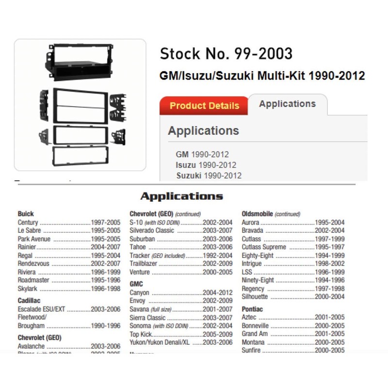 Metra Electronics 99-7422 Single DIN/Double DIN Installation Kit for 2007