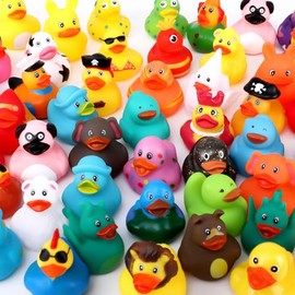 60 Pcs Rubber Ducks for Christmas Stocking Stuffers, Assorted Rubber Duckies with Storage Bag for Ducks Ducking, Cruise Ducks Hiding , Bath Toys, Beach Pool Activity, Party Favors, Baby Shower