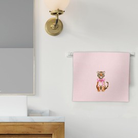 FIicy Pink Tiger Decor Hand Towels, Pink Preppy Coquette Kitchen Towels, PinkBow Tiger Preppy Decorative Hand Towels for Bathroom Kitchen, PinkPreppy Tigers Coquette Bathroom Decor(16x24 Inch)