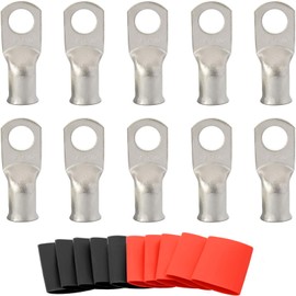 00 Gauge Tinned Copper Lugs 10 PCS 2/0 AWG - 1/2''(M12) Cable Lugs UL Listed Terminals 2/0 Gauge Wire Lugs Battery Cable Ends 10PCS Heavy Duty Closed End Crimp Copper Lugs + 10PCS 3:1 Heat Shrink Tube