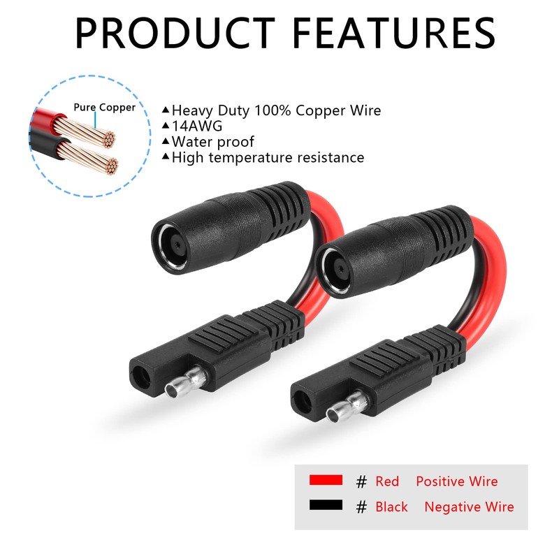 SAE to DC 8mm Short Cable 10cm 14 AWG SAE