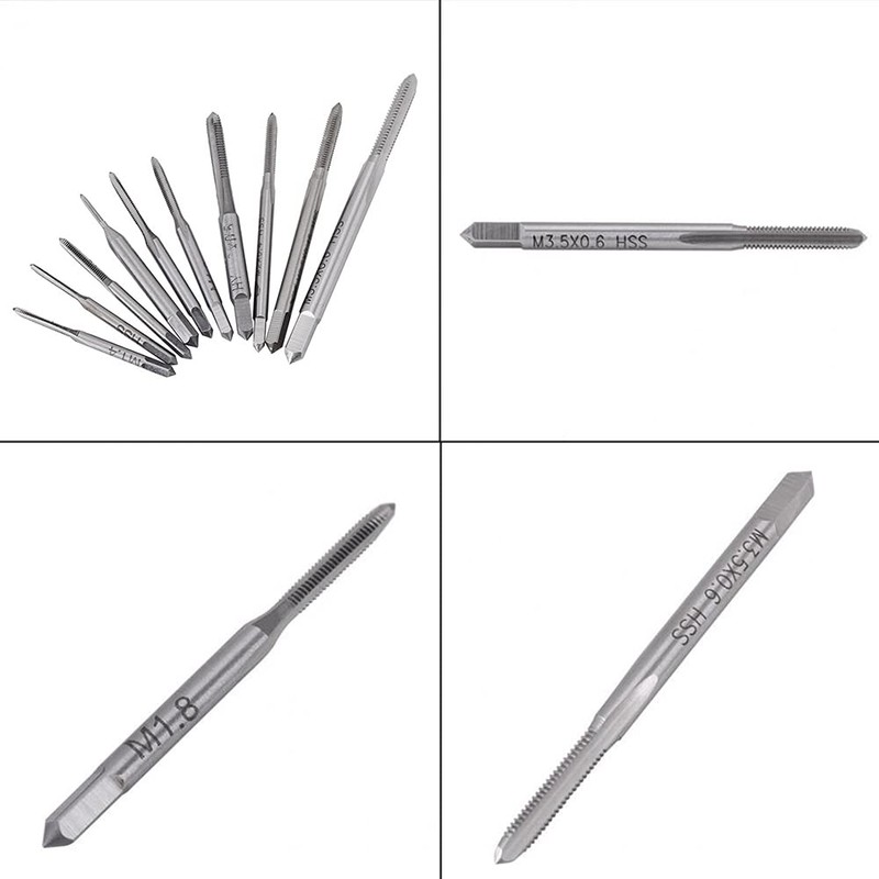 Gasea 10pcs Mini Machine Hand Tap Set Straight Fluted Hand