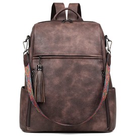 FADEON Laptop Backpack Purse for Women Large Designer PU Leather Laptop Bag, Ladies Computer Shoulder Bags