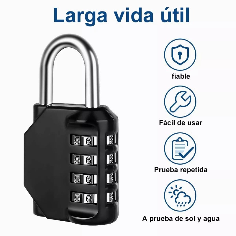 LSXD 2 Pcs Candados De Combinación 4 Dígitos Cerradura Metalica