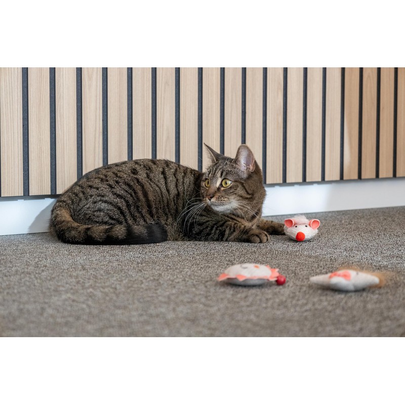 Flamingo Cat Toy Lovu Mouse - Beige, 9.5 × 5.5