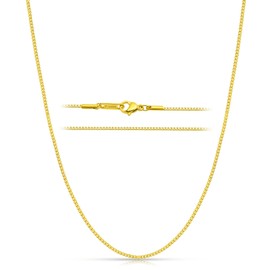 Fiusem Gold Chain for Women, 1.2mm Necklace Chain 18K Gold Plated Box Chain Necklace for Women, Thin Stainless Steel Chain Womens Chain 20 Inch