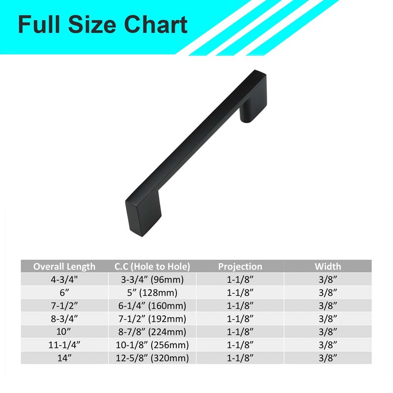 Modket 10 Pack Euro Slim Cabinet Handle Pull Solid Aluminum