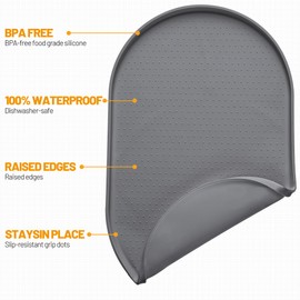 Hubulk 100% Waterproof Silicone Pet Feeding Mat with Raised Edge for Food and Water, Dog Bowl Mats, Cat Bowls Placemat with High Lip Protects Floor for Cats and Dogs (Gray, 24" L x 16" W)