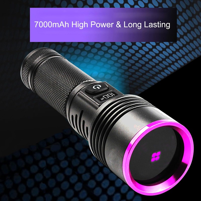 UV Flashlight 30W, 7000 mAh High Power 365nm UV Light,