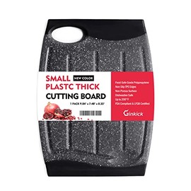 Mini Cutting Board, 7.48" Plastic Cutting Board for Kitchen, Small Cutting Board with Multiple Juice Grooves, Dishwasher Safe, Non-Slip, BPA Free, Easy Grip Handle (Black)