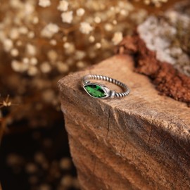 LOMBARDY JEWELRY Genuine 925 Sterling Silver Marquise Brilliant Cut Shape Green Cz Cubic Zirconia Stone Simulated Emerald Luxury Statement Ring for Women Gift for Her, 6, Metal Stone, cubic zirconia , simulated-emerald