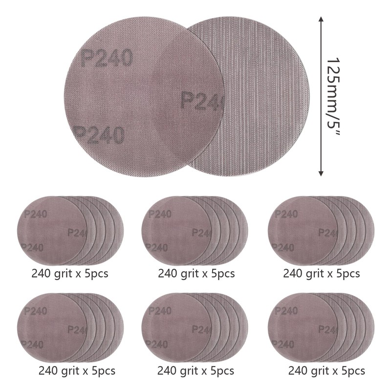 Pack of 30 Sanding Discs, Mesh Velcro Sanding Discs, Diameter