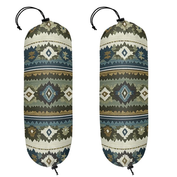 Kizmoglux Boho Ethnic Stripes Plastic Bag Holder 2 Pcs Grocery