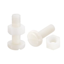 sourcing map 20 Pairs Nylon Screw Nut Assortment, M6x20mm Slotted Pan Head Screws & M6 Hex Nuts for Machinery, Electronics, White