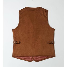 Solovedress Men's Suede Suit Vest Regular Fit Vintage Soft Faux Leather Western Cowboy Vest, champagne