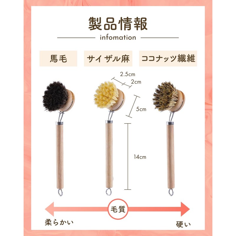 [HAPPY SINGU RABO] Scourer Scrubbing Brush with Handle, Handle, Scratch