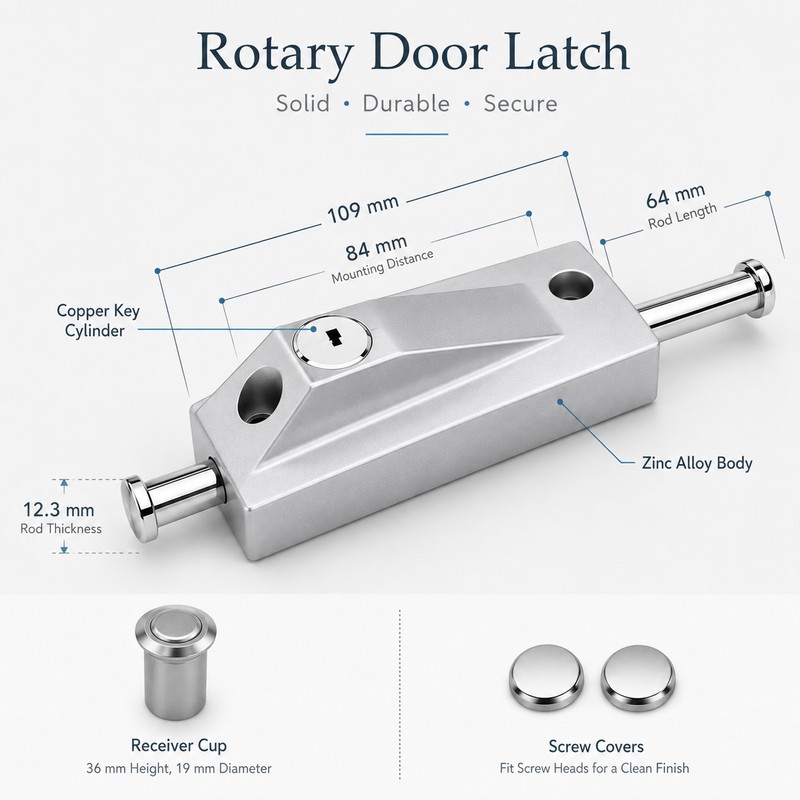 Spring Floor Door Latch Lock for Revolving Doors - Stainless