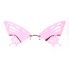 Rimless Butterfly Wing Unique Party Shade Sunglasses Gold Pink