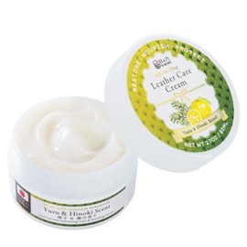 HIBINO | Premium Japanese Formulation Leather Cream - 80ml | Restores, Nourishes & Protects | All-in-One Conditioner for Bags, Shoes, Jackets & Furniture | Made in Japan | Yuzu & Hinoki Aroma