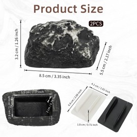 Set of 2 Key Hiding Place Made of Artificial Stone, Decorative Fake Stone Key Safe, Waterproof Key Stone with Secret Compartment, Weatherproof Key Holder for Garden, Yard, Outdoor Use