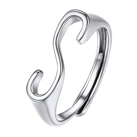 PROSILVER Sterling Silver Initial Adjustable Intertwined Initial Letter A-Z Ring for Women, Sterling Silver