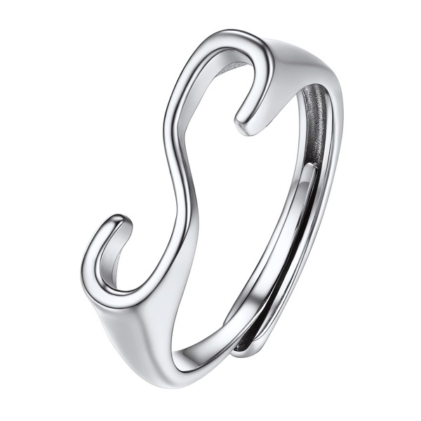 PROSILVER Sterling Silver Initial Adjustable Intertwined Initial Letter A-Z Ring