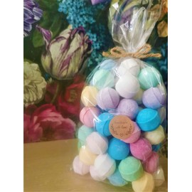 60 Mini Bath Marbles Bombs Chill Pills Blasters Assorted Mixed Fragrances Scented Gift Wrapped Set Vegan