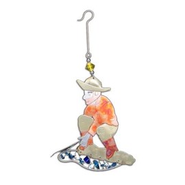 Pilgrim Imports Bronze Nickel and Copper Hanging Ornament Handmade Fair Trade- Gold Panner