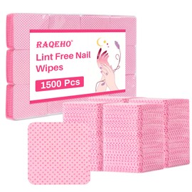 RAQEHO 600 Lint Free Nail Wipes - Nail Polish Remover Pads, Glue or Gel Remove, Use with Acetone or Alcohol, Eyelash Brush & Nail Art Brushes Cleaning, Nail Art Supplies, Nail Stuff for Techs, Pink