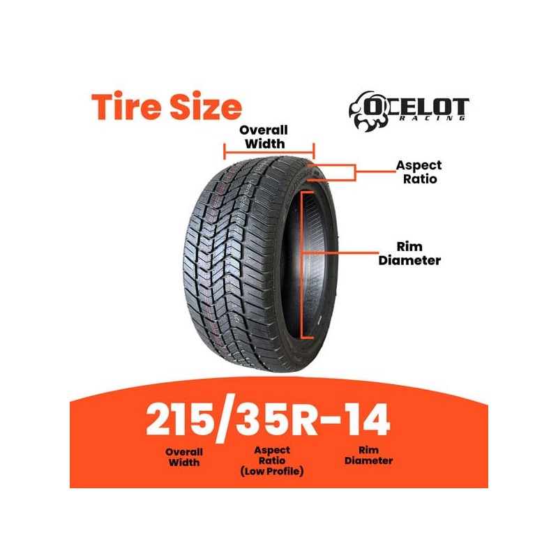 Ocelot WR028 Golf Cart Tire – 215/35R-14 | Low Profile
