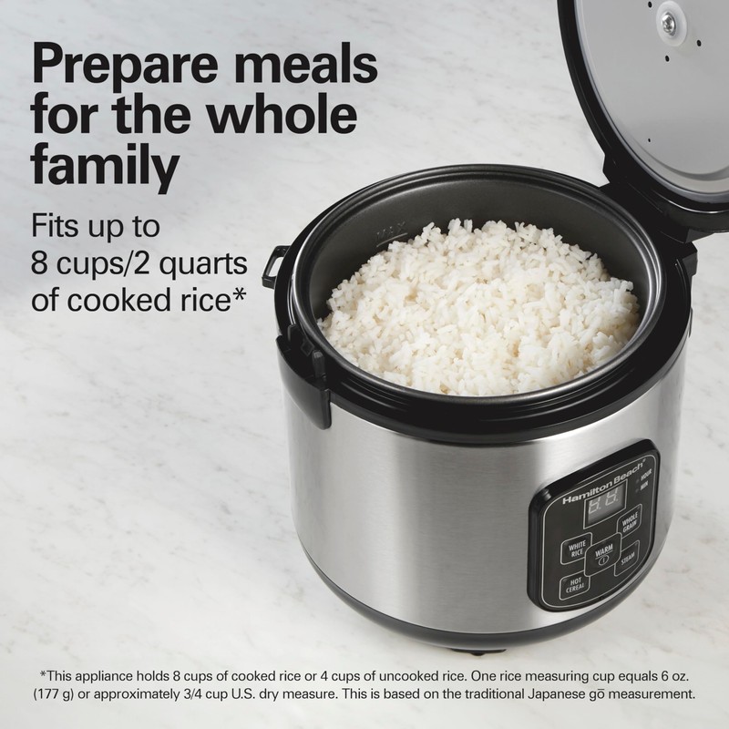 Hamilton Beach Digital Programmable Rice Cooker & Food Steamer, 8