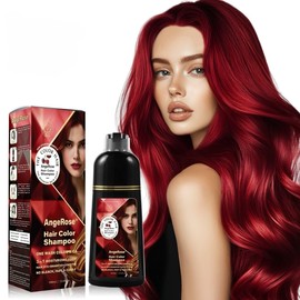 AngeRose Wine Red Hair Dye Shampoo 3 in 1, Natural Hair Dye to Cover Gray Hair, 400 ML