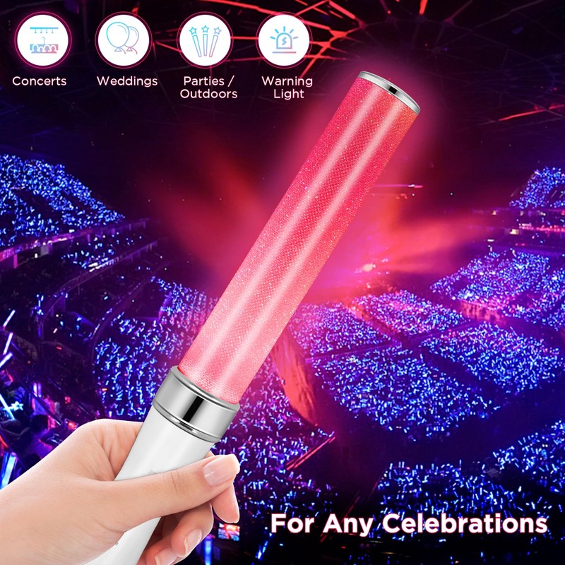 BINWO Reusable LED Glow Sticks(2Pack) with 15 Multicolor, Manual and