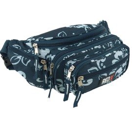 RED X Ladies Mens Canvas Hibiscus Waist BUM BAG Fanny Pack Travel Holiday Security