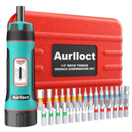 Aurlloct MicroClick Torque Screwdriver 1/4 Inch, 1-8 Nm Torque Wrench, Premium Torque Wrench with 30 Bits, Adapter with 1/4 Inch to Socket Spanner Unit, 31-Piece