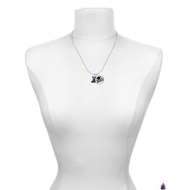 Delight Jewelry Resin Purple Panda Bear Script Class of 2025 Dome Charm Necklace, 18"