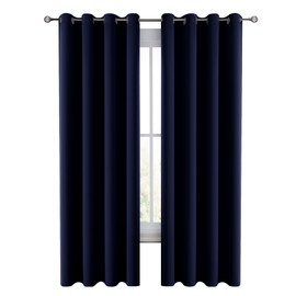 LUX Decor Premium Blackout Curtains 84 Inch Length Long 2 Panels Set - Thermal Insulated Room Darkening Curtains for Bedroom Window - Grommet Drapes - 42"X 84" (Navy)