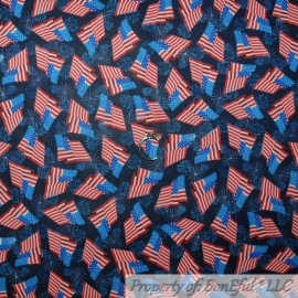 Quilting Treasures BonEful Fabric FQ Cotton Quilt Navy Blue Red White American Flag Star Fireworks