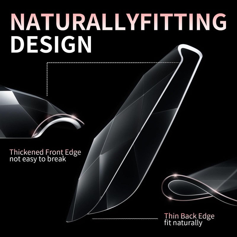 3D Diamond Nail Tips Extension | 12 Sizes Transparent Acrylic