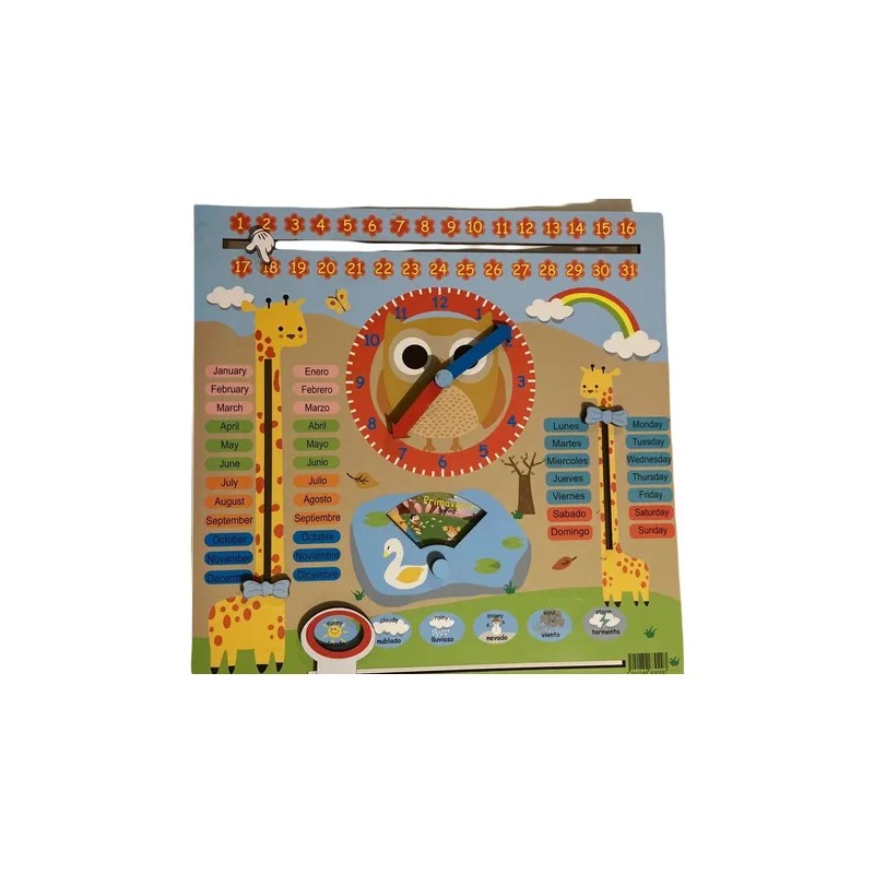 Reloj Montessori Juego Infantil Didctico De Madera Pizarra Madera