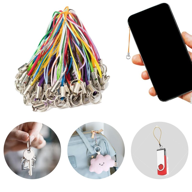100-Piece Multicolor Phone Charm String Set with Lobster Clasps for