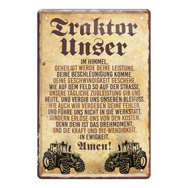 Traktor Unser Retro Decorative Tin Sign - Metal Sign for Tugs, Bulldog, Tractor, Agricultural Machines, Tractors, Farm Equipment, Trekker Fans - Gift Farmer - 20 x 30 cm